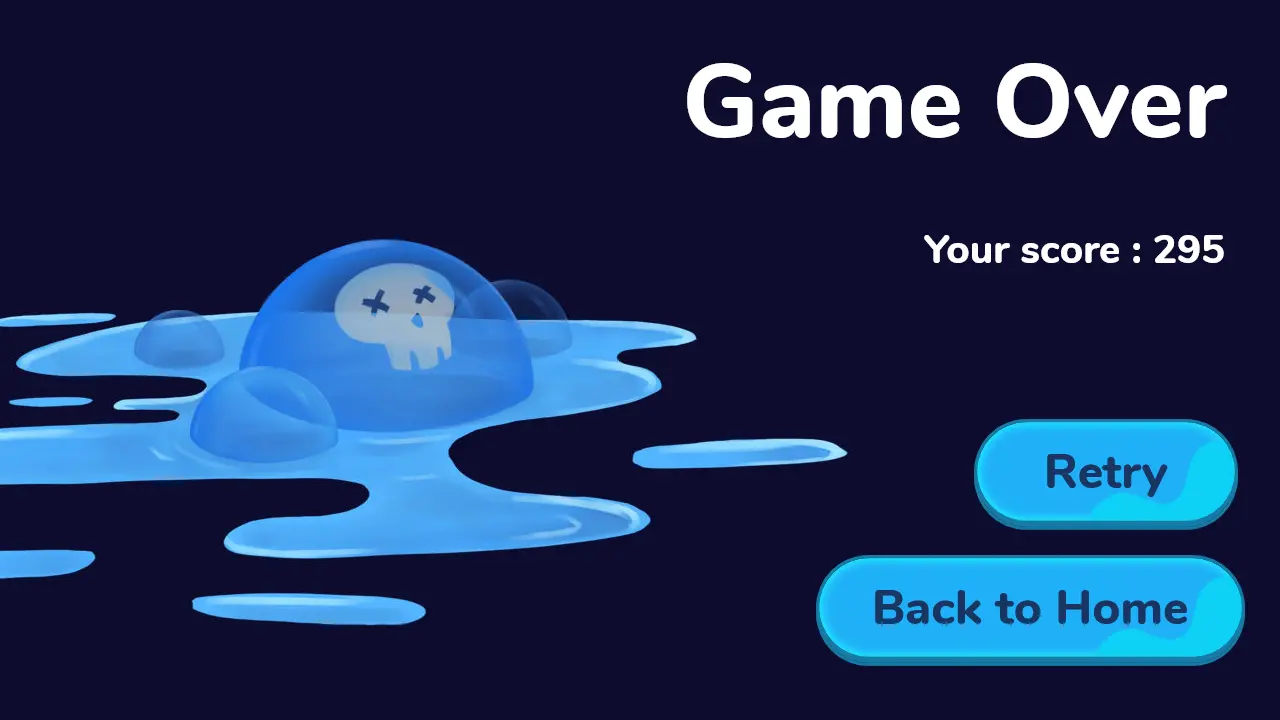 Ecran de Game Over du jeu Fish And Shift.