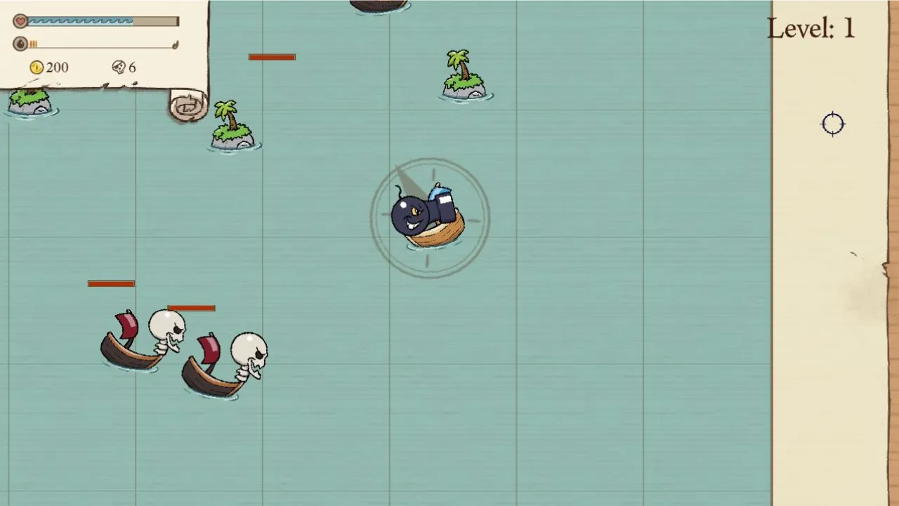 Écran du premier niveau du jeu Pirate Kings.